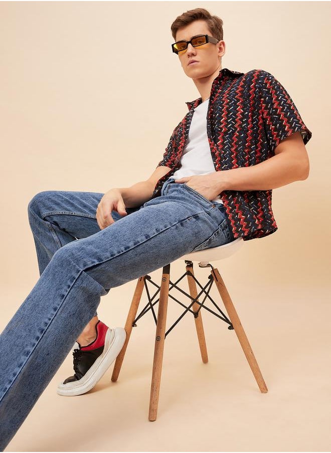HIGH STAR - Mid Rise Washed Regular Fit Jeans by Styli - Image 1