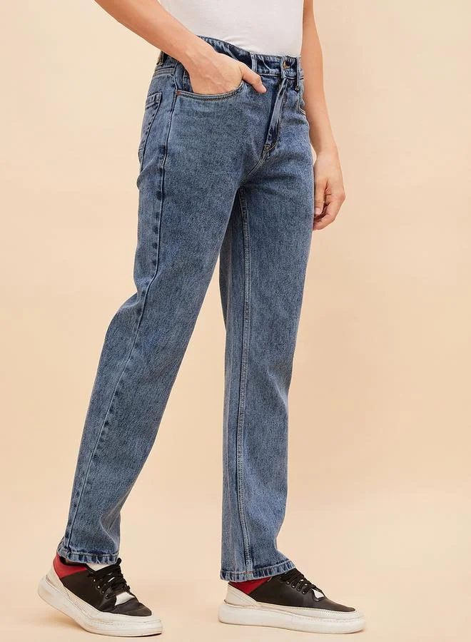 HIGH STAR Mid Rise Washed Regular Fit Jeans by Styli