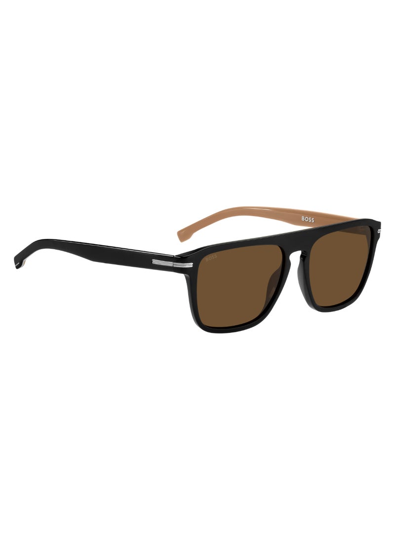 HUGO BOSS Men's Uv Protection Rectangular Shape Acetate Sunglasses Boss 1599/S Brown 44 - Lens Size: 43.9 Mm - Black  - Image 2
