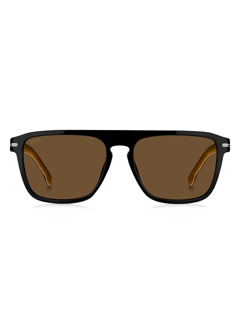 HUGO BOSS Men's Uv Protection Rectangular Shape Acetate Sunglasses Boss 1599/S Brown 44 - Lens Size: 43.9 Mm - Black  - Image 3