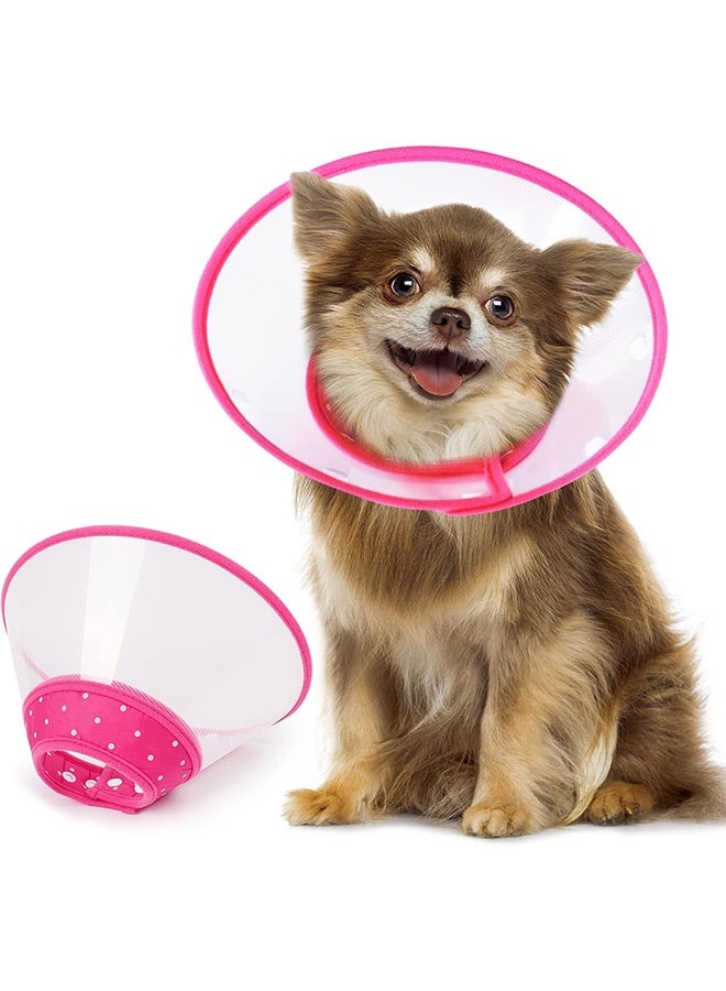 RedMapleTEK Recovery Collar for Cats and Small Dogs, 3 Size of Adjustable 5.7-8in Lightweight Recovery Elizabethan Collar for Cats, Puppies and Mini Dogs (Pink) - Image 1