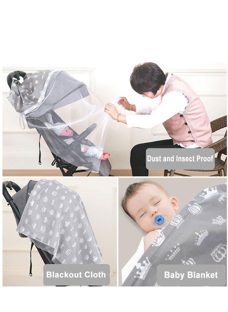 SYOSI Nursing Cover for Baby Breastfeeding Combed Cotton Breathable Muslin Breastfeeding Cover with Adjustable Strap Nursing Apron Cover Up 360° Full Coverage for Mother Nursing Apron (Crown Pattern)  - Image 3