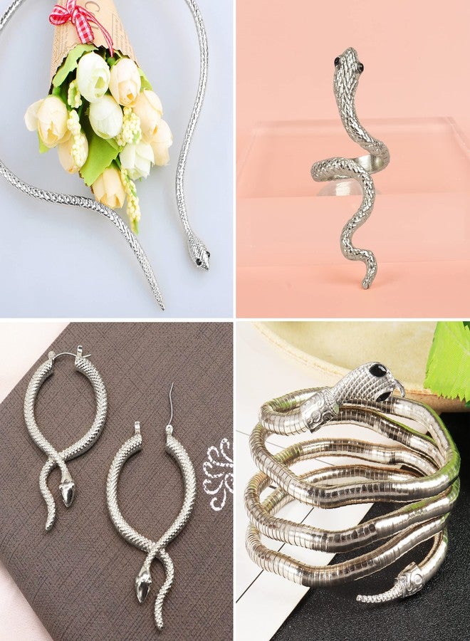 Dcfywl731 Snake Jewelry Set for Women Glexible Snake Bracelet Necklace Earrings Ring Sets Punk Gothic Jewelry Party Favors Cosplay Medusa Costume Accessories - Image 2