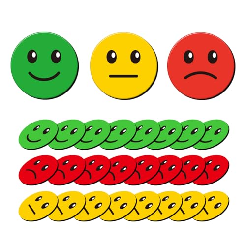 Magrooyar 60 Pcs 1” Red Green Yellow Smiley Face Magnets, Colored Magnetic Dots for Whiteboard, Refrigerator, Office, Classroom (60, Red/Green/Yellow-Colors) - Image 1