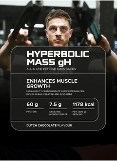 USN Hyperbolic Mass Gh 6kg Dutch Chocolate Bag High Calorie Mass Gainer Protein Powder for Fast Muscle Mass and Weight Gain, With Added Creatine and Vitamins  - Image 2