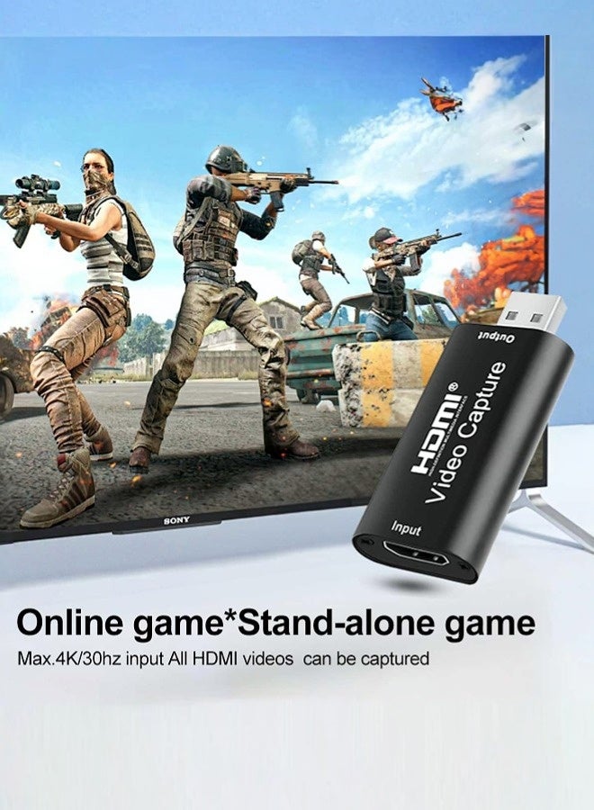 بشكل مختصر كرتات التقاط الصوت والفيديو المحمولة، تسجيل HDMI إلى USB 2.0 1080P 4K عبر ربط كاميرا DSLR كاميرا فيديو كاميرا الأكشن لالتقاط عالية الدقة، البث المباشر، المؤتمرات الفيديوية، التدريس، الألعاب - Image 3