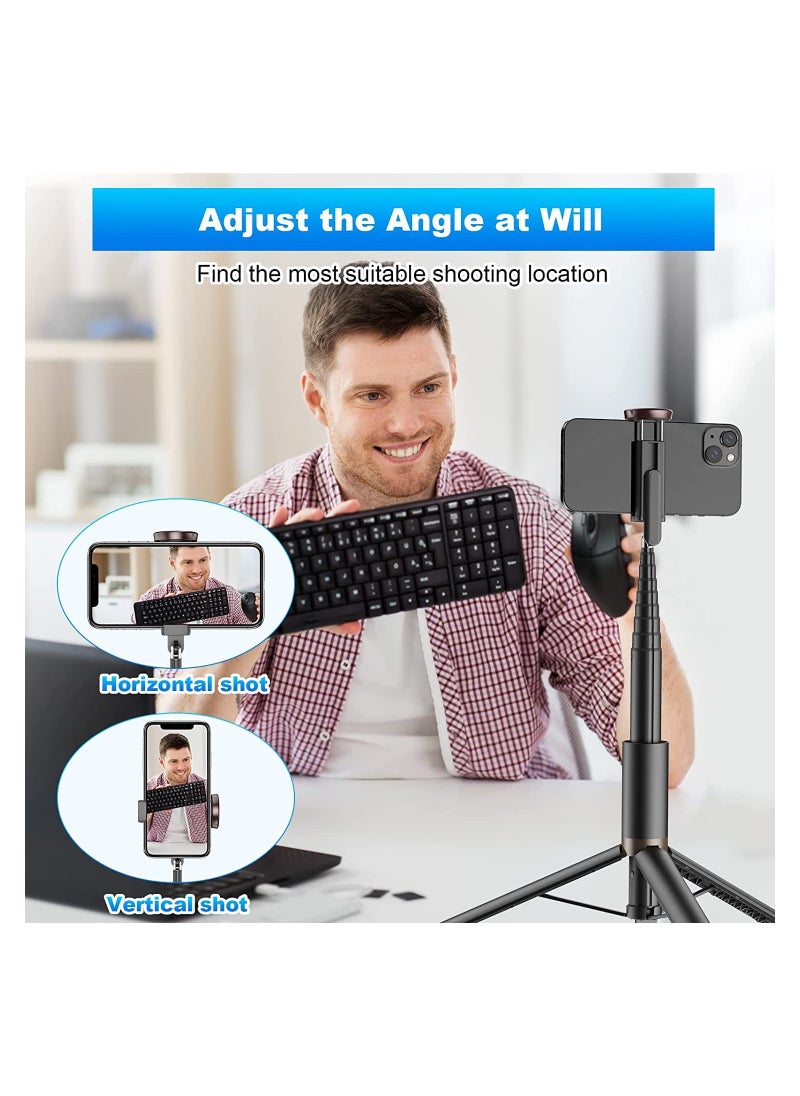 Digipace - Portable Mini Selfie Stick with Rotatable Handle and Extendable Distance Universal Phone Holder with Stable Tripod Base Wireless Camera Remote Control Multifunction for Outdoor Photography - Image 1