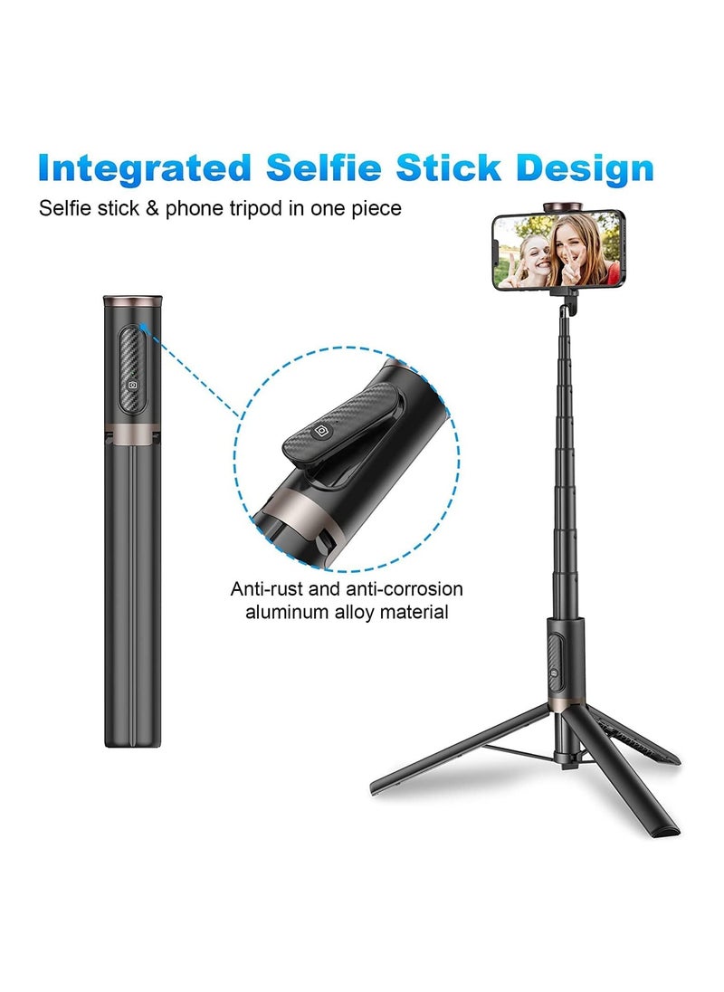 Digipace - Portable Mini Selfie Stick with Rotatable Handle and Extendable Distance Universal Phone Holder with Stable Tripod Base Wireless Camera Remote Control Multifunction for Outdoor Photography - Image 1