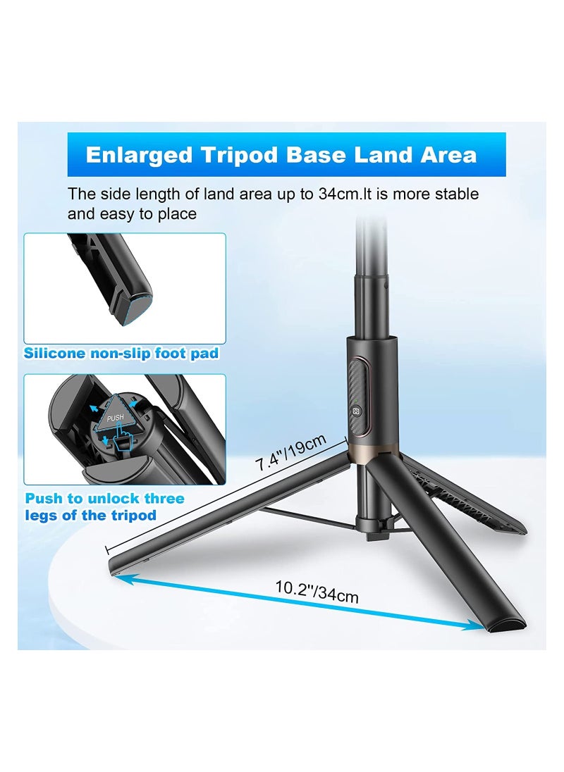 Digipace - Portable Mini Selfie Stick with Rotatable Handle and Extendable Distance Universal Phone Holder with Stable Tripod Base Wireless Camera Remote Control Multifunction for Outdoor Photography - Image 1