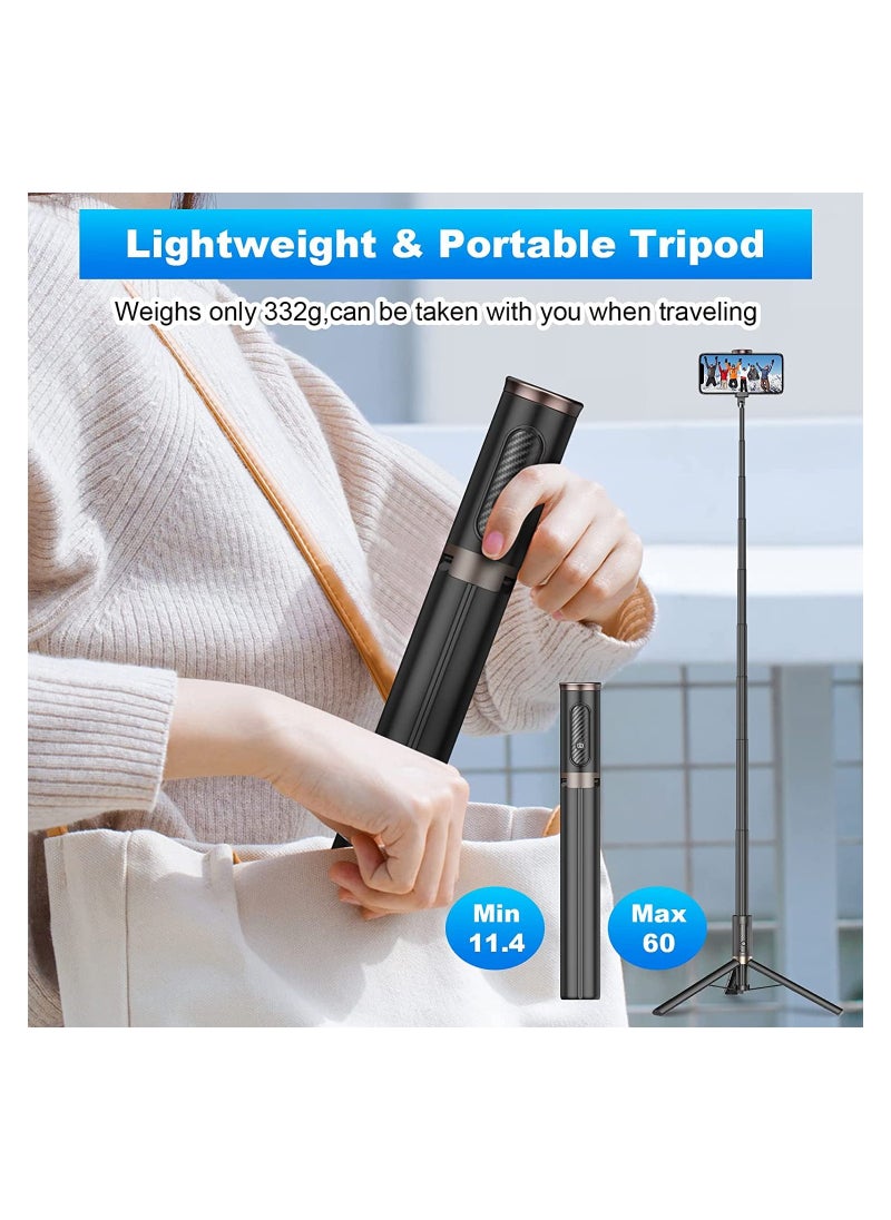 Digipace - Portable Mini Selfie Stick with Rotatable Handle and Extendable Distance Universal Phone Holder with Stable Tripod Base Wireless Camera Remote Control Multifunction for Outdoor Photography - Image 1