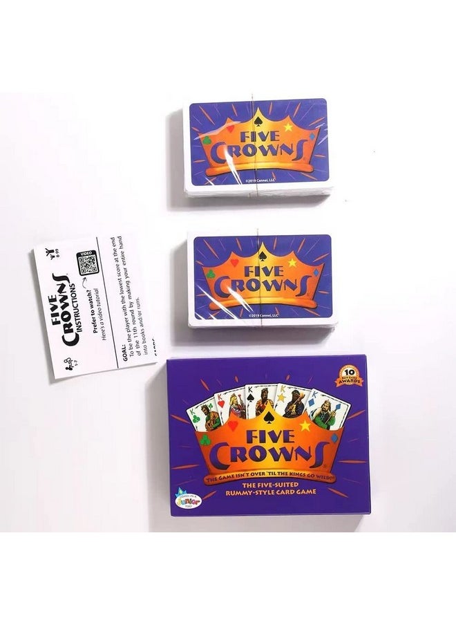 PLUSPOINT - PLUSPOINT Five Crowns Card Game,The Game Isn't Over Until The Kings Go Wild!,5 Suited Rummy-Style Card Game Family Game for Traveling for Ages 8+ - Image 1