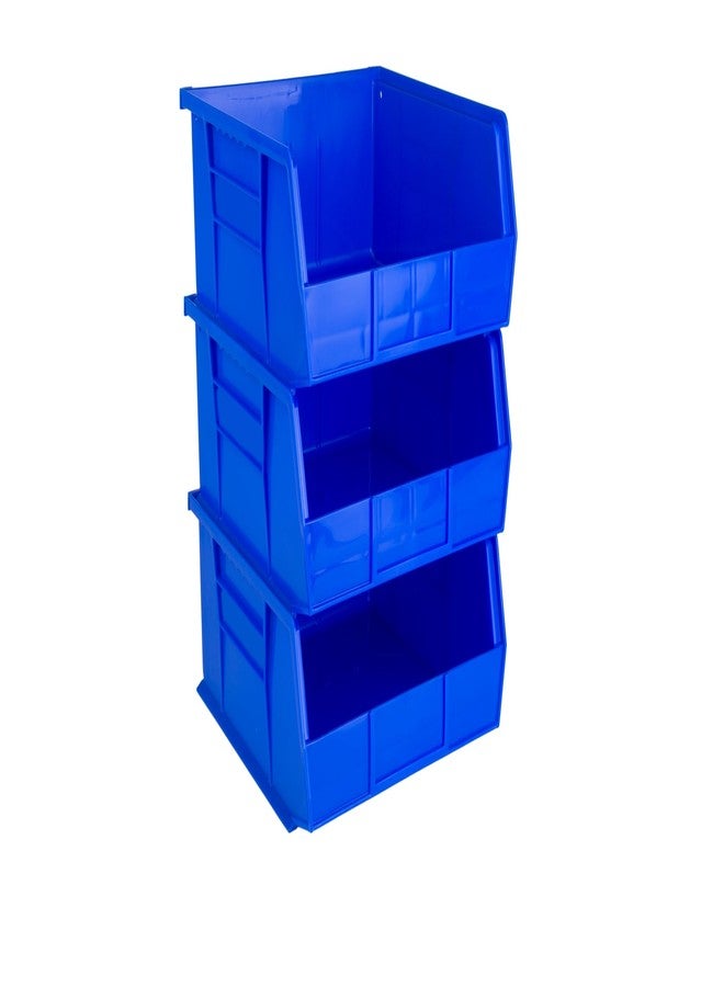 HE HUDSON EXCHANGE Hudson Exchange 11" x 11" x 5" (3 Pack) Plastic Stackable Storage Bin and Hanging Container, Blue - Image 1