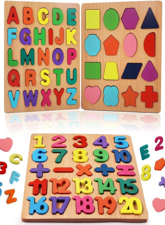 TS WITH TECHSUN Wooden Learning Educational Board for Kids, Alphabet & Number & Shape Puzzles for Kids, Educational Toys for Toddlers & Preschoolers, ABCD Puzzle Set (Alphabets, Numbers, Shapes) - Image 1