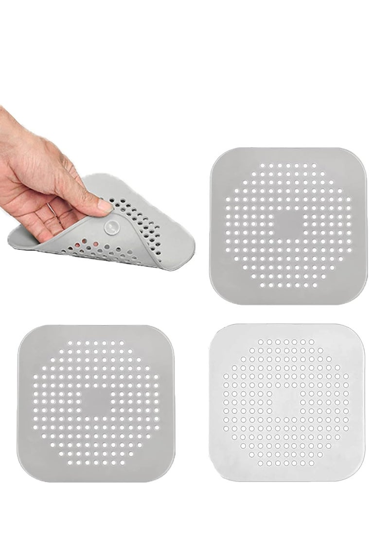 Daytoyz 4 Pcs Silicone Drain Protector, Silicone Shower Drain Covers with Sucker Sink Filter Drain Strainer Drain Protector Hair Catcher Bath Plug for Bathroom Bathtub Kitchen(White, Gray)  - Image 1