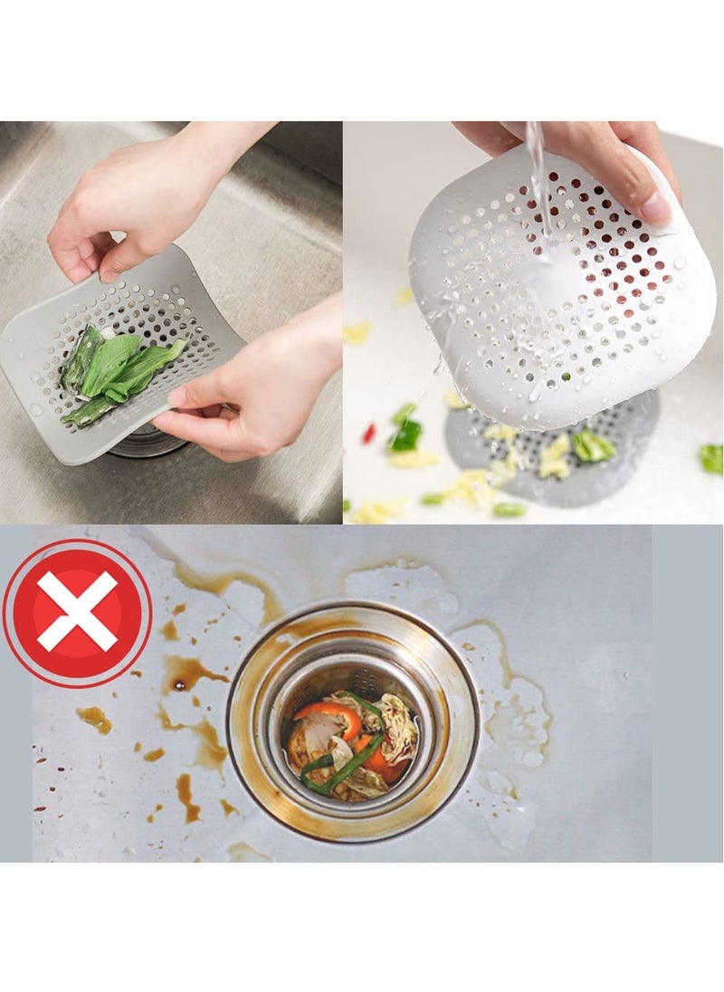 Daytoyz 4 Pcs Silicone Drain Protector, Silicone Shower Drain Covers with Sucker Sink Filter Drain Strainer Drain Protector Hair Catcher Bath Plug for Bathroom Bathtub Kitchen(White, Gray)  - Image 2