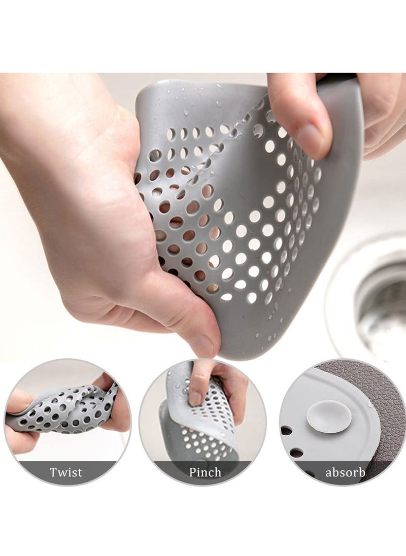 Daytoyz 4 Pcs Silicone Drain Protector, Silicone Shower Drain Covers with Sucker Sink Filter Drain Strainer Drain Protector Hair Catcher Bath Plug for Bathroom Bathtub Kitchen(White, Gray)  - Image 5