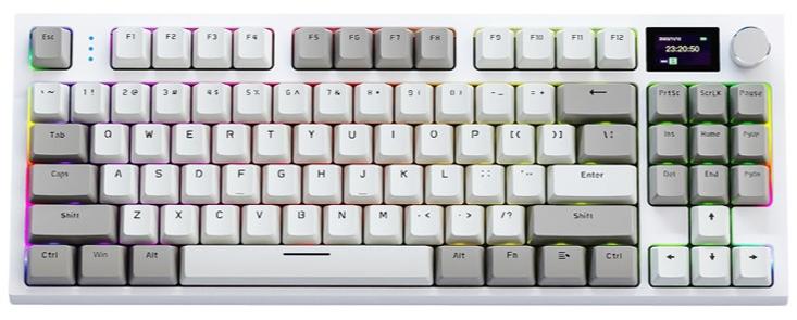 هجوم القرش لوحة مفاتيح ميكانيكية K86 RGB ذات حشية لاسلكية، وضع ثلاثيBluetooth5.0/2.4G/USB-C 87 مفتاحًا لوحة مفاتيح ألعاب قابلة للتبديل السريع، بطارية 4000 مللي أمبير في الساعة 1.2 بوصة HD OLED زر دوار بحجم الشا - Image 1