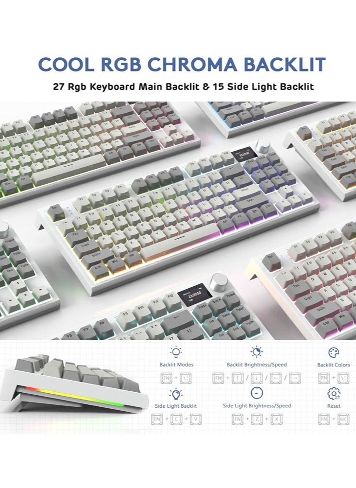 Attack Shark - K86 RGB Wireless Gasket Mechanical Keyboard,Triple Mode Bluetooth5.0/2.4G/USB-C 87 Keys Hot Swappable Gaming Keyboard, 4000 mAh Battery 1.2'' HD OLED Display Volume Rotary Button for Games and Work - Image 1