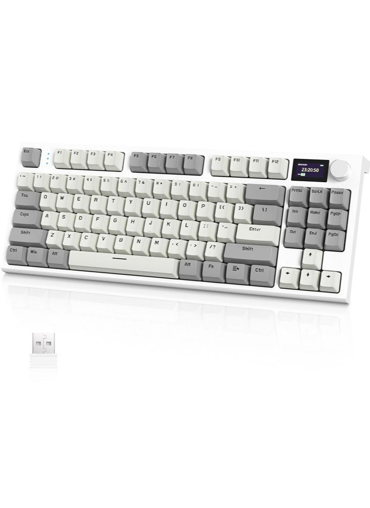 Attack Shark - K86 RGB Wireless Gasket Mechanical Keyboard,Triple Mode Bluetooth5.0/2.4G/USB-C 87 Keys Hot Swappable Gaming Keyboard, 4000 mAh Battery 1.2'' HD OLED Display Volume Rotary Button for Games and Work - Image 1