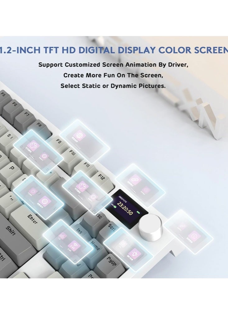 Attack Shark - K86 RGB Wireless Gasket Mechanical Keyboard,Triple Mode Bluetooth5.0/2.4G/USB-C 87 Keys Hot Swappable Gaming Keyboard, 4000 mAh Battery 1.2'' HD OLED Display Volume Rotary Button for Games and Work - Image 1