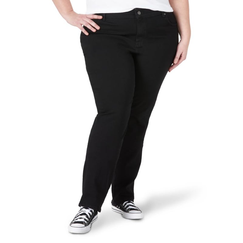 LEE Women's Plus Size Relaxed Fit Straight Leg Jean, Black Onyx, 22 Petite - Image 5