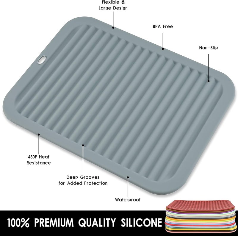 Smithcraft Silicone Trivets for Hot Dishes, Pots and Pans, Hot Pads for Kitchen, Heat Resistant Mat Quartz Countertops, Silicone Mats for Kitchen Counter, Table Pot Holders Trivet mat Set 2 Dark Grey - Image 4