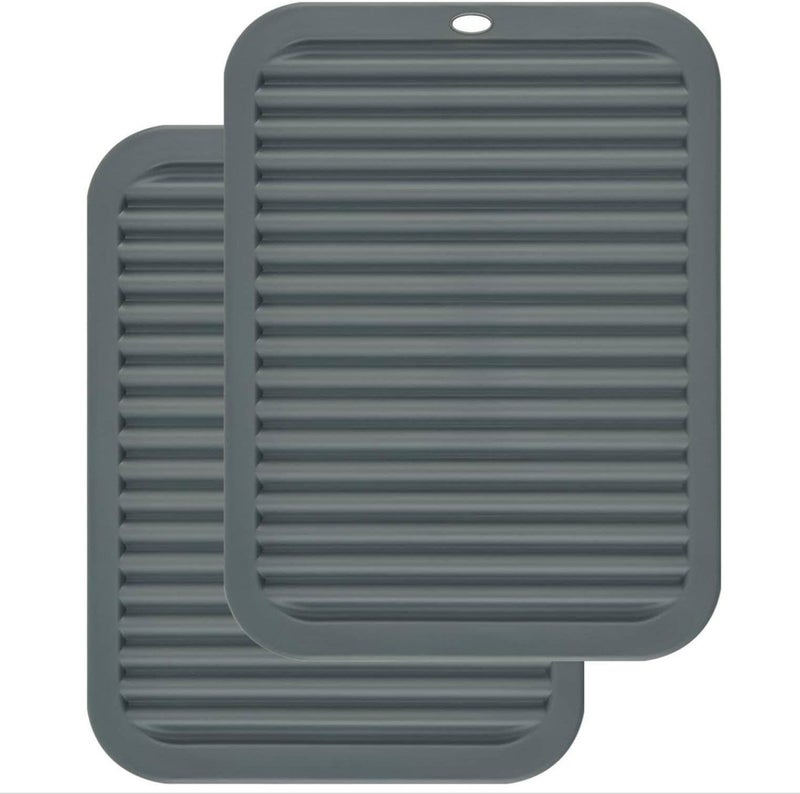 Smithcraft Silicone Trivets for Hot Dishes, Pots and Pans, Hot Pads for Kitchen, Heat Resistant Mat Quartz Countertops, Silicone Mats for Kitchen Counter, Table Pot Holders Trivet mat Set 2 Dark Grey - Image 2