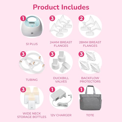 Spectra Baby S1 Plus Premier Rechargeable Breast Pump with Grey Tote Premium Accessory Kit - 24 mm - Image 2