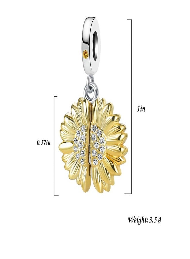 OutstandLong Sunflower Charm for Pandora Bracelets You are My Sunshine Rose Gold Dangle Bead Charms Locket for Friend - Image 2