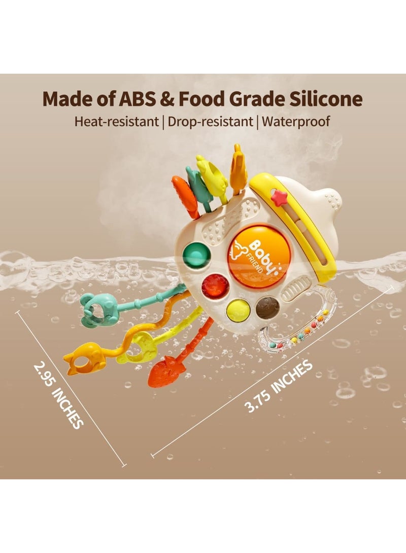 SOLARAE ألعاب الحسية مونتيسوري للأطفال، لعبة سحب للحضانات من 6-12 شهر، لعبة سحب سيليكون لتخفيف آلام التسنين، ألعاب سفر للأطفال الرضع، هدايا عيد ميلاد للأولاد والبنات - Image 3