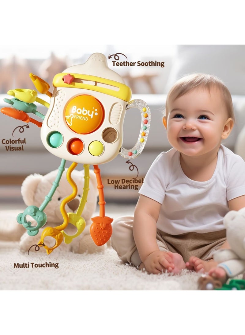 SOLARAE ألعاب الحسية مونتيسوري للأطفال، لعبة سحب للحضانات من 6-12 شهر، لعبة سحب سيليكون لتخفيف آلام التسنين، ألعاب سفر للأطفال الرضع، هدايا عيد ميلاد للأولاد والبنات - Image 5