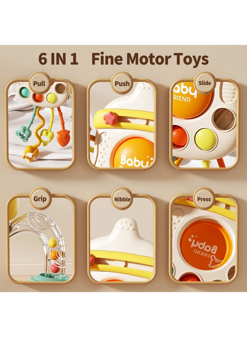 SOLARAE ألعاب الحسية مونتيسوري للأطفال، لعبة سحب للحضانات من 6-12 شهر، لعبة سحب سيليكون لتخفيف آلام التسنين، ألعاب سفر للأطفال الرضع، هدايا عيد ميلاد للأولاد والبنات - Image 4