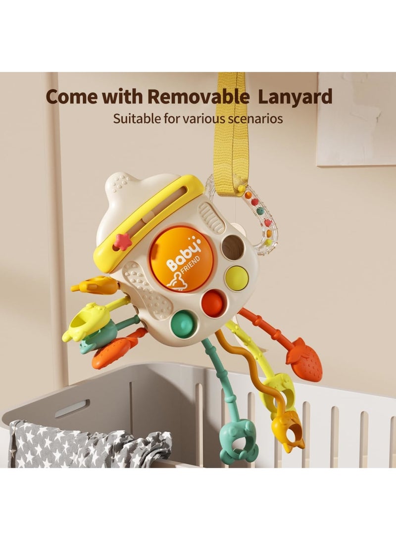 SOLARAE ألعاب الحسية مونتيسوري للأطفال، لعبة سحب للحضانات من 6-12 شهر، لعبة سحب سيليكون لتخفيف آلام التسنين، ألعاب سفر للأطفال الرضع، هدايا عيد ميلاد للأولاد والبنات - Image 2