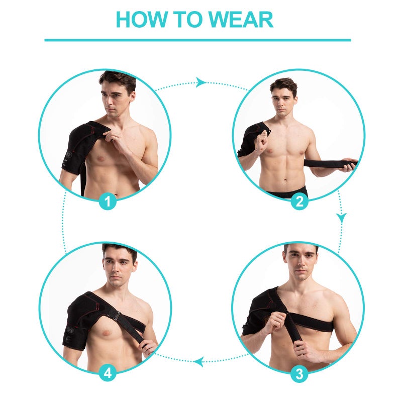 Pkstone Heated Shoulder Wrap With Massage  Electric Shoulder Massager Heating Pad For Men Women Frozen Shoulder Pain Relief With Ac Adapter (Black) - Image 5