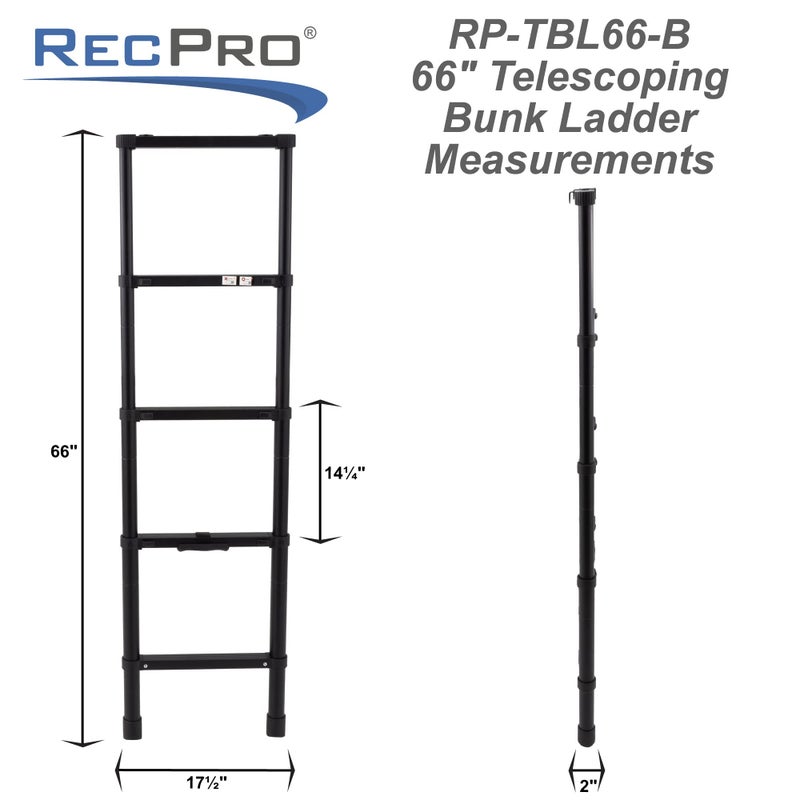 RecPro سلم سرير بطابقين قابل للتمديد من RecPro | يشمل حوامل التثبيت | هيكل خفيف الوزن من الألمنيوم قابل للطي (66) - Image 3