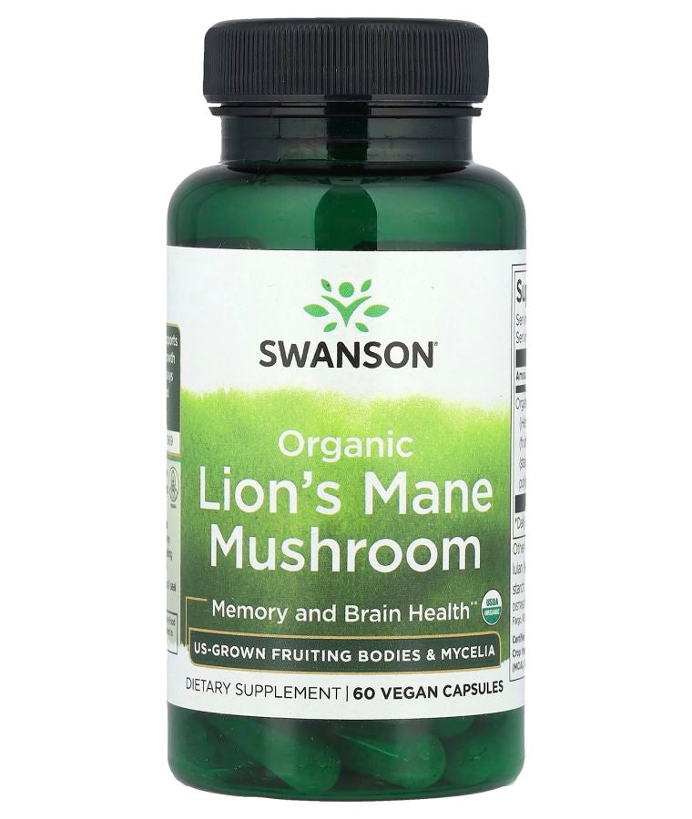 Organic Lion's Mane Mushroom 60 Vegan Capsules (500 mg per Capsule)