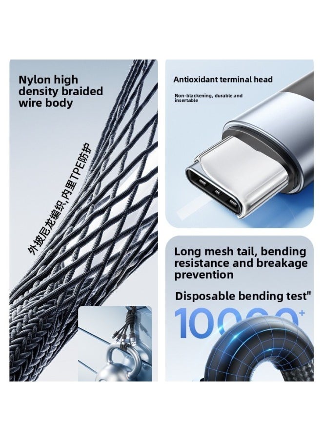 Generic Data Line Three-in-one Charger Line Car One Drag Three Fast Charge Three Head For Iphone 16 For Huawei Android Type-Model:【快充套装】白色1.2米★Dual-port Fast Charging Head + 3.5a Data Cable  - Image 5