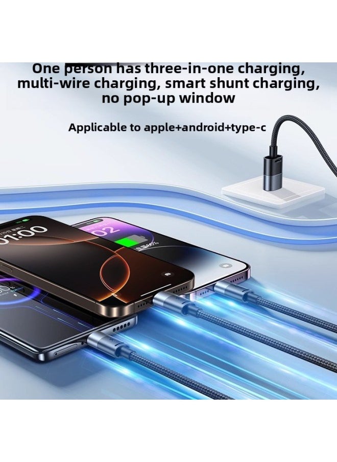 Generic Data Line Three-in-one Charger Line Car One Drag Three Fast Charge Three Head For Iphone 16 For Huawei Android Type-Model:【快充套装】白色1.2米★Dual-port Fast Charging Head + 3.5a Data Cable  - Image 4