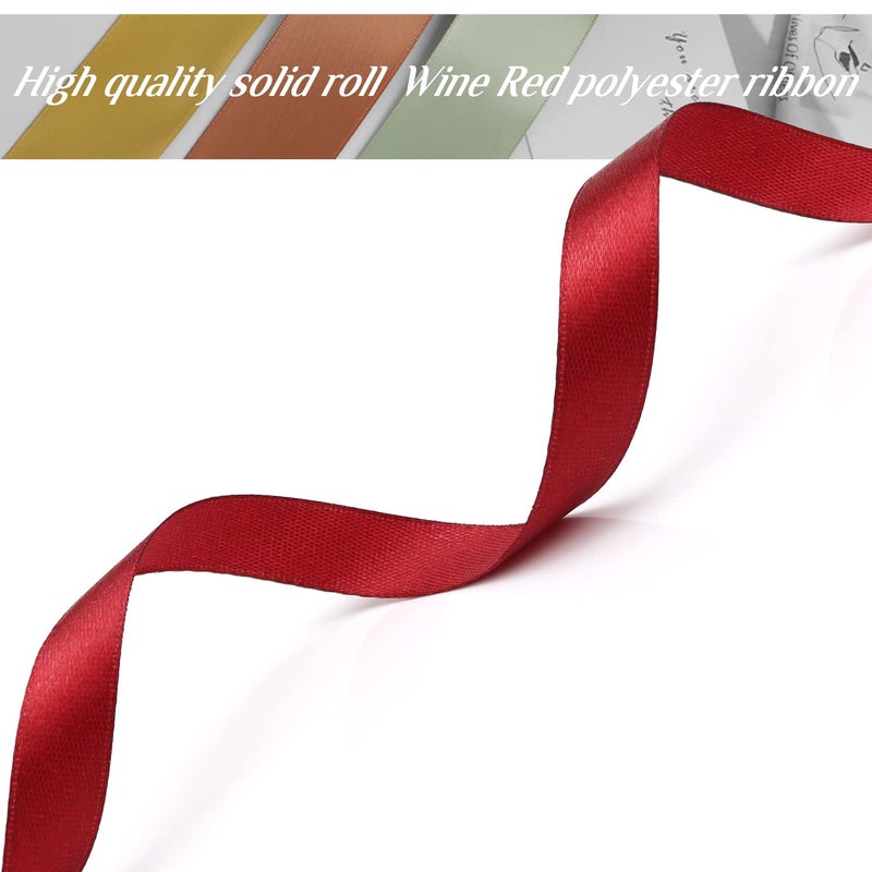 Nsilu 1/2 inch, Wine Red Ribbon for Gift Wrapping 50 Yards Perfect Wedding Party Wreath Sewing DIY Hair Accessories Decoration Floral Hair Balloons Other Projects - Image 3