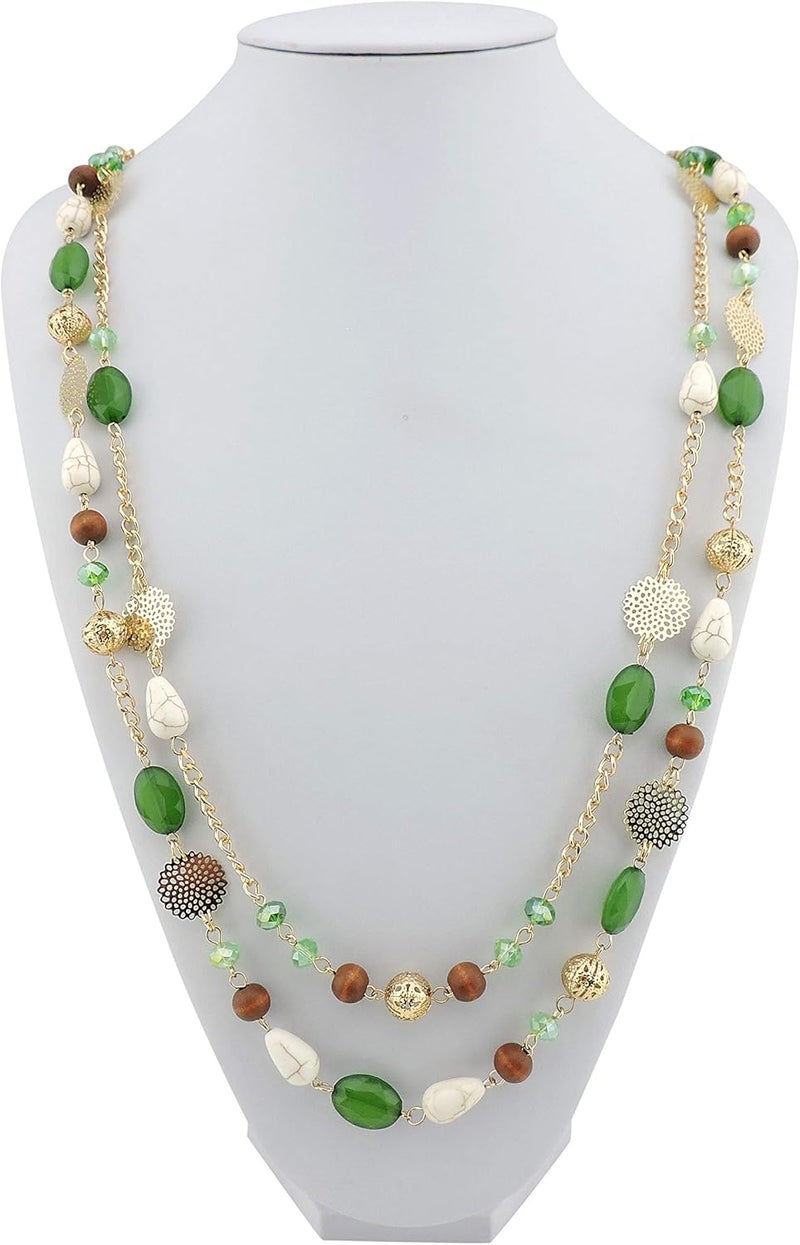 Bocar Long Necklaces for Women Trendy, Boho Layered Crystal Beaded Collar Necklaces for Women, Fashion Statement Necklaces Jewelry - Image 4