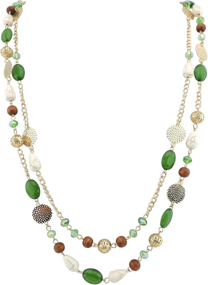 Bocar Long Necklaces for Women Trendy, Boho Layered Crystal Beaded Collar Necklaces for Women, Fashion Statement Necklaces Jewelry - Image 1