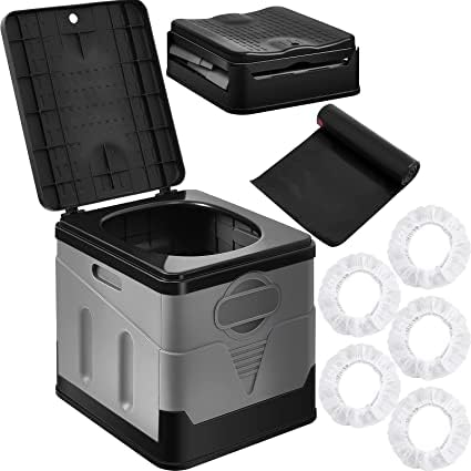 Dhadh Portable Toilet for Adults Camping,Portable Travel Toilet with Lid,Foldable Portable Emergency Potty for Car/Outdoor - Image 2