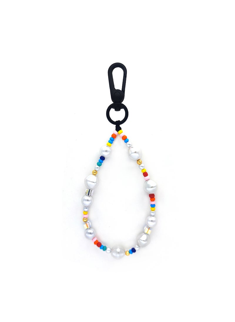 Generic - Baroque Imitation Pearl Braided Rainbow Rice Bead Keychain For Women Suitable For Bicycles Cars YS-A230002A - Image 1