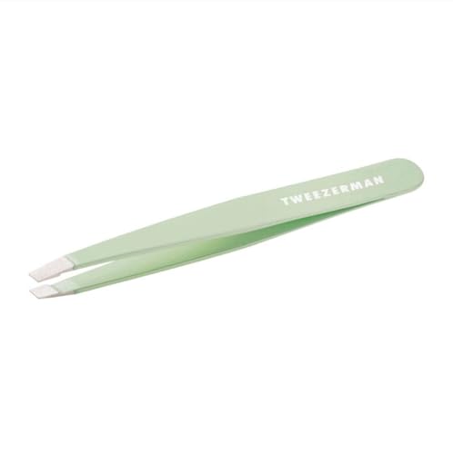 Tweezerman Stainless Steel Slant Tweezer Eyebrow Tweezers for Women and Men Pistachio - Image 1