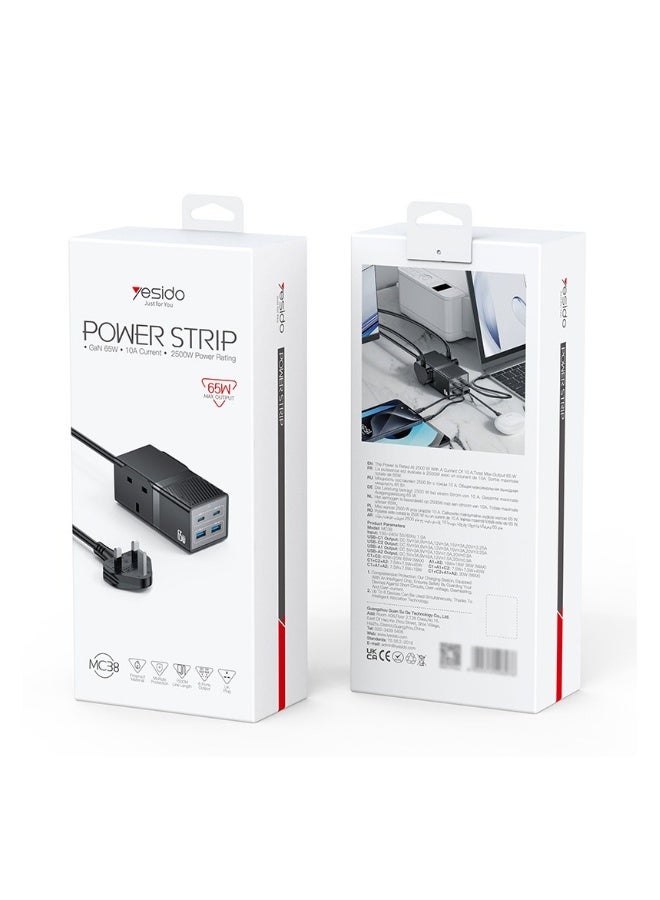 Beauenty Multi-plug USB European standard plug-in PD65W household compact and portable plug-in board - Image 1