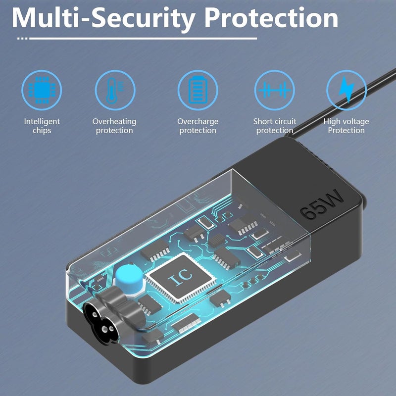 شاحن عالمي 65W 45W Type-C لأجهزة الكمبيوتر المحمولة متوافق مع سلسلة Hp Lenovo Asus Samsung Acer Google Chromebook، كابل محول طاقة USB-C - Image 4