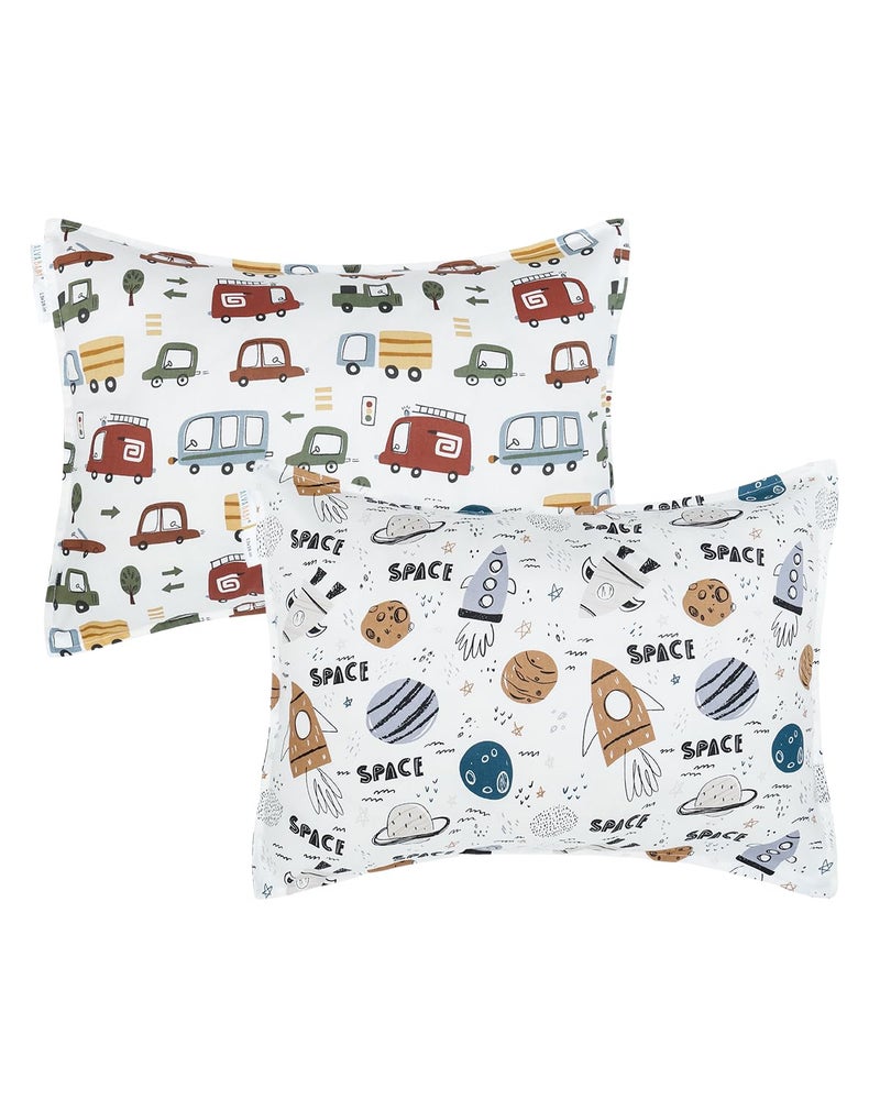 ALVABABY Toddler Pillowcases 2 Pack Organic Cotton Kids Pillow Cover Fit 13"x 18" or 12"x28" Envelope for Girl Boy Sleepy Travel 2TPW31A - Image 1