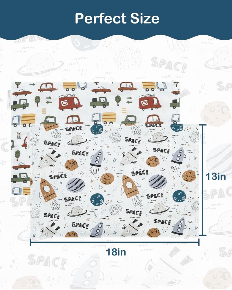 ALVABABY Toddler Pillowcases 2 Pack Organic Cotton Kids Pillow Cover Fit 13"x 18" or 12"x28" Envelope for Girl Boy Sleepy Travel 2TPW31A - Image 3
