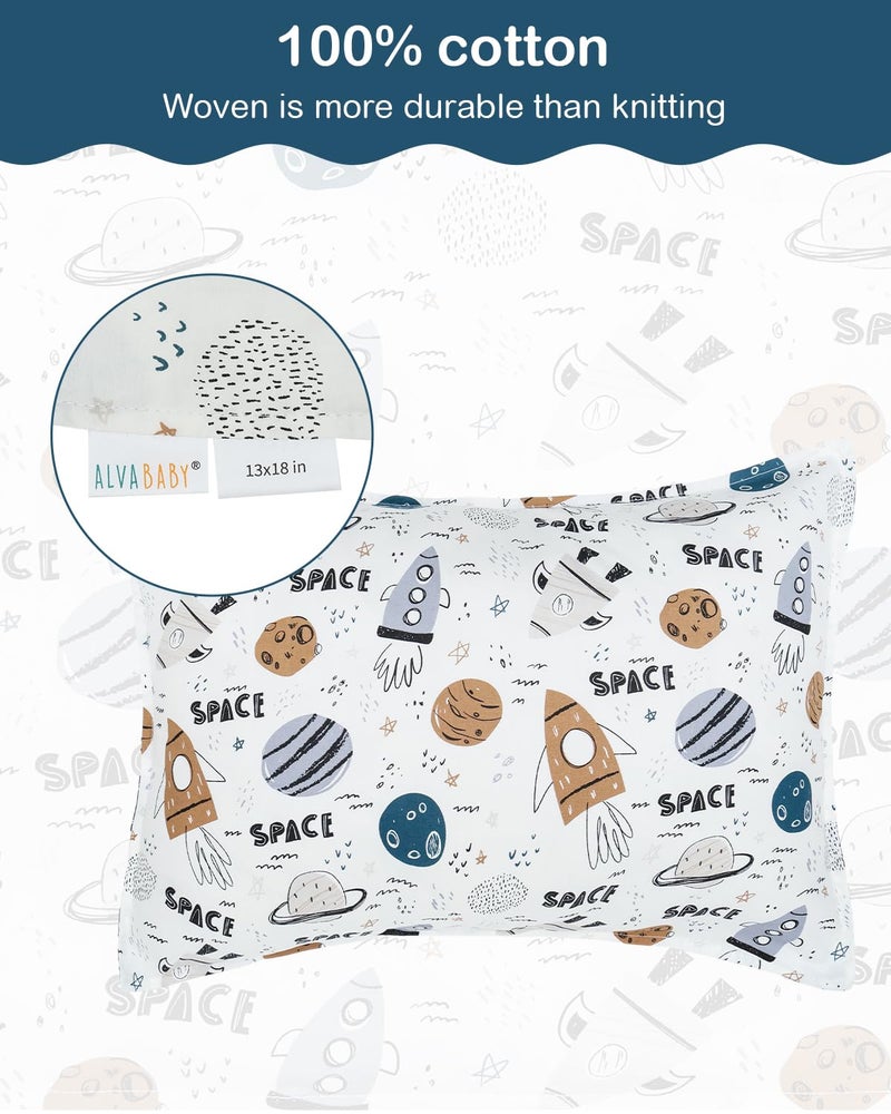 ALVABABY Toddler Pillowcases 2 Pack Organic Cotton Kids Pillow Cover Fit 13"x 18" or 12"x28" Envelope for Girl Boy Sleepy Travel 2TPW31A - Image 2