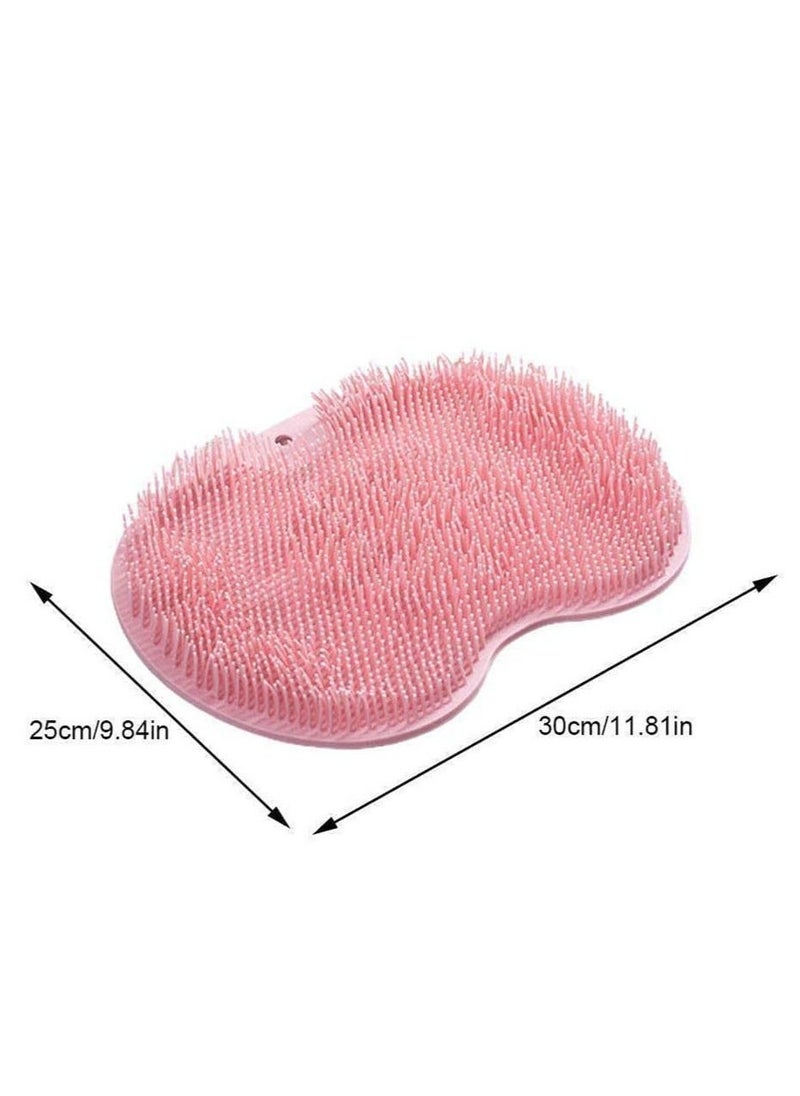 joyzzz - Silicone Bath Massage Pad, Shower Foot Massager Scrubber, Bathroom Wall Mounted Back Scrubber Back Exfoliator Foot Massage Pad Mat with Non Slip Suction Cups for Shower (Pink) - Image 1